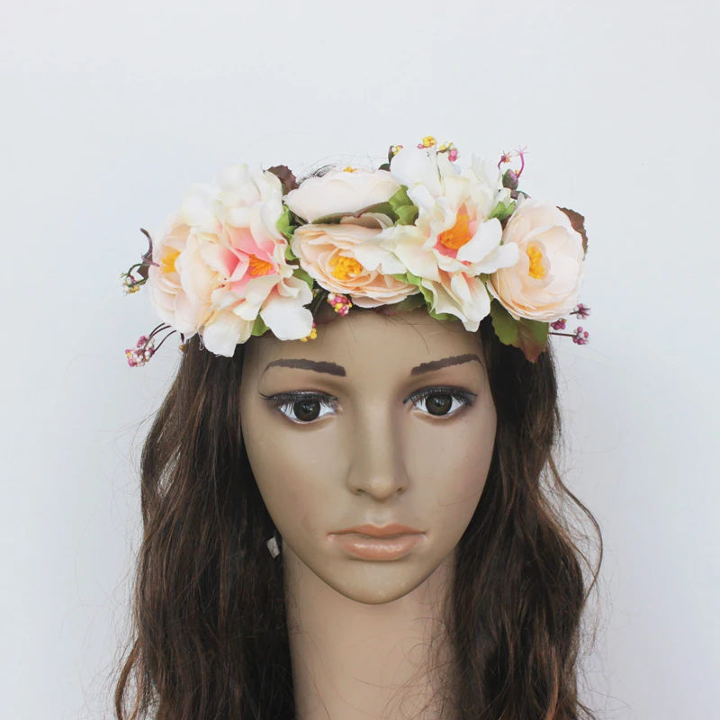 Women S Artificial Flower Wreath Headpiece Crown Fl Women S Artificial Flower Wreath Headpiece Crown Fl Garland For Wedding Bridal Deco And Hair Accessories Boho In From