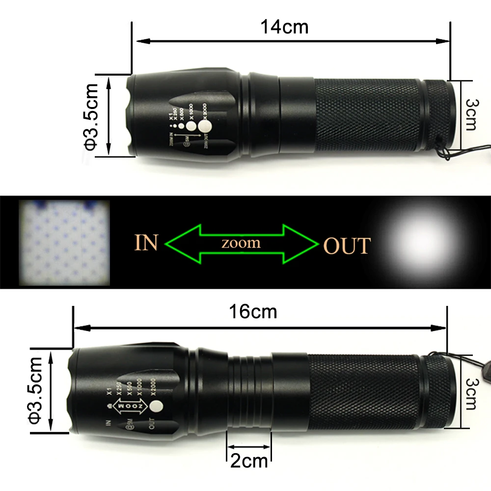 Lanternas e Lanternas 1x26650 ou 18650 bateria Modelo Número : 5000 Lumen Led Flashlight