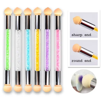 

1 PC Double-ended Sponge Nail Art Gradient Shading Dotting Painting Pen Acrylic Rhinestones Handle Gel UV Brush Tools Manicure
