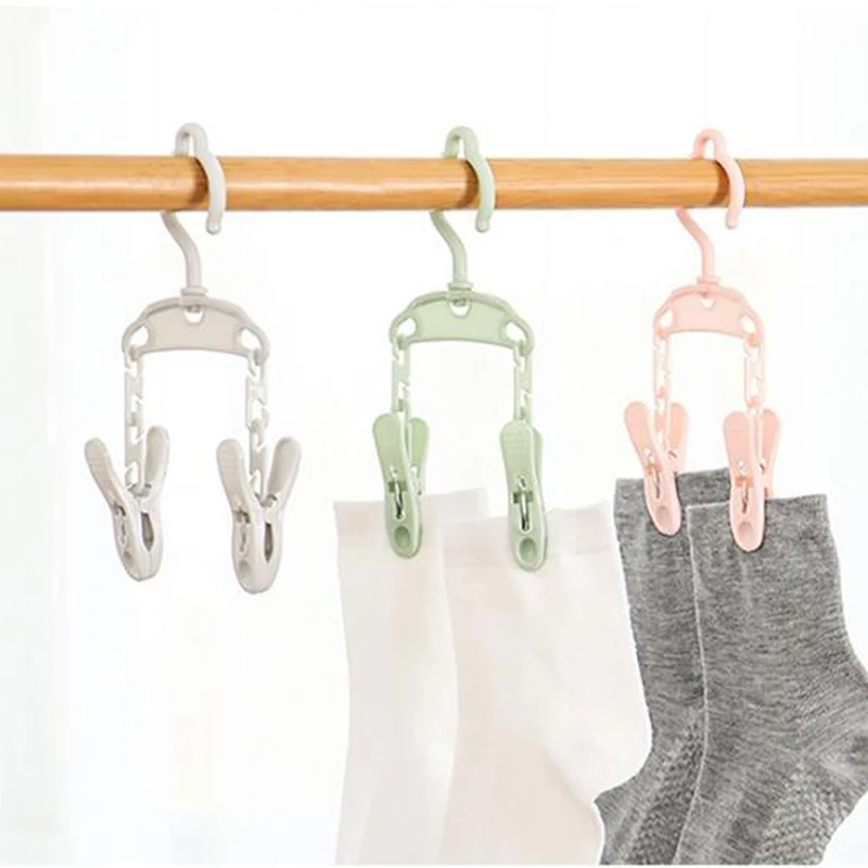 Portable Folding Hanger Clothes Clip Outdoor Travel Creative Fabric Hangers Racks Fasten Bathroom Hanging | Дом и сад