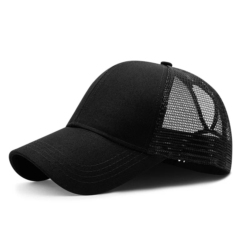 

Men Big Head Sun Hat Lady Messy Bun Golf Hat Adult Summer Mesh Plain Sport Cap Man Solid Color Plus Size Baseball Cap M L
