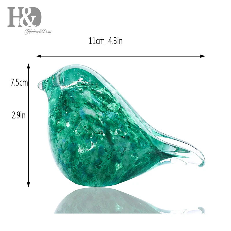 H& D стеклянные птицы здоровый зеленый пресс-папье ручной работы выдувные стеклянные фигурки рождество, подарок на день рождения декоративные украшения для дома