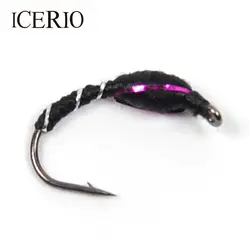Icerio 8 шт. #10 черный Кэддис личинка Нимфа форели Fly Рыбалка молния