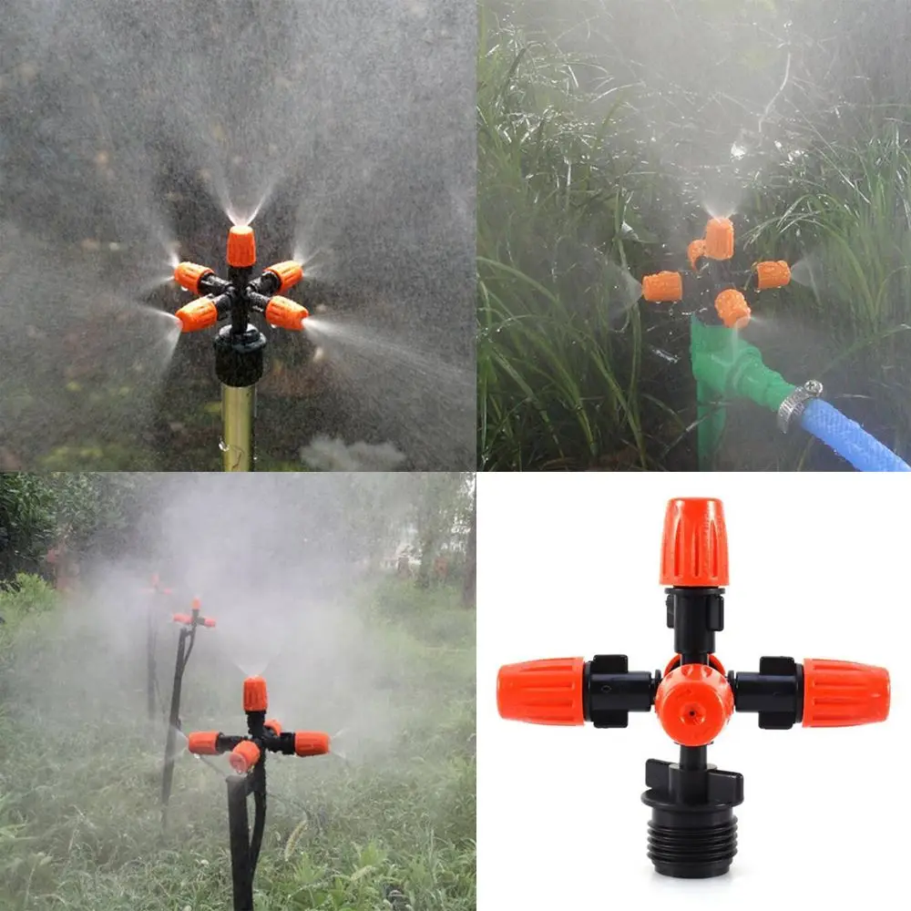 

5-head Nozzle Spray anti drip misting nozzle cross Atomizing nozzle fog water spray To greenhouse Drip irrigation