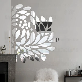 

Mirror Wall Stickers Room Decoration Sticker Decor House Bedroom Decorations Living Aesthetic Accessories Flower Petals R199