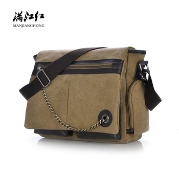 

Fashion Men Shoulder Bag Canvas Casual Male Messenger Laptop Bag Men Chain Design Leisure Crossbody Bags For Men Satchel 1170