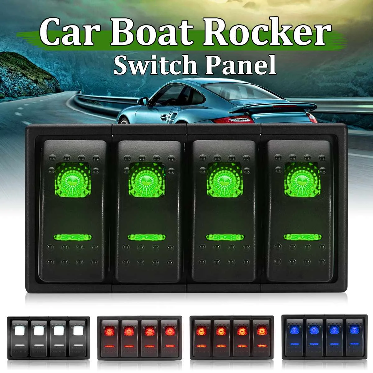 4 gang Marine switch panel Waterproof 12v 24v Rocker Switch Panel Circuit Breaker for Car boats yacht with Led Light& Frame