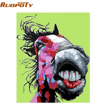 

RUOPOTY diy frame Gift Donkey DIY Painting By Numbers Modern Wall Painting Kit Acrylic Paint For Home Decor 40x50cm Artwork