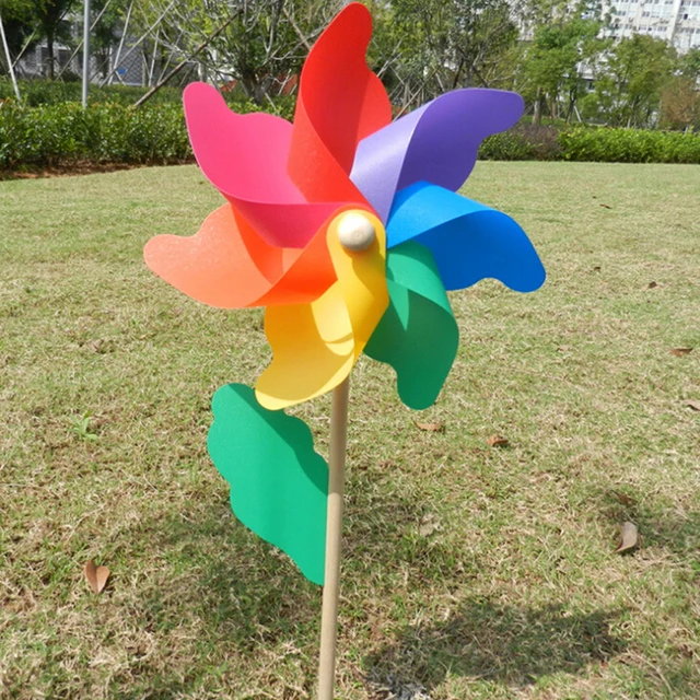 45cm  Wood Garden Yard Party Windmill Wind Spinner Ornament Decoration Kids Toys 1