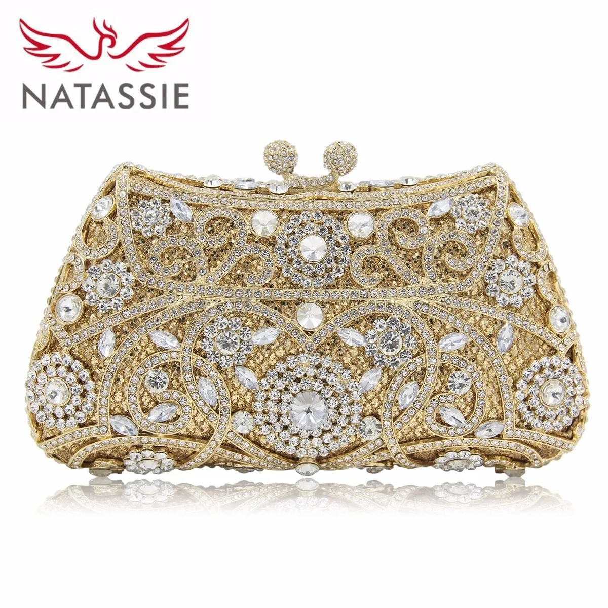NATASSIE Women Evening Bags Ladies Wedding Party Clutch Bag Crystal