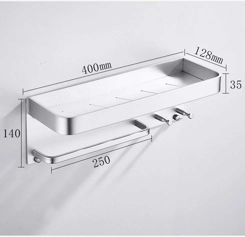 Черный, серебристый, полка для ванной, полка для душа, настенное крепление, алюминиевые полки для ванной, полка для хранения шампуня, полотенец