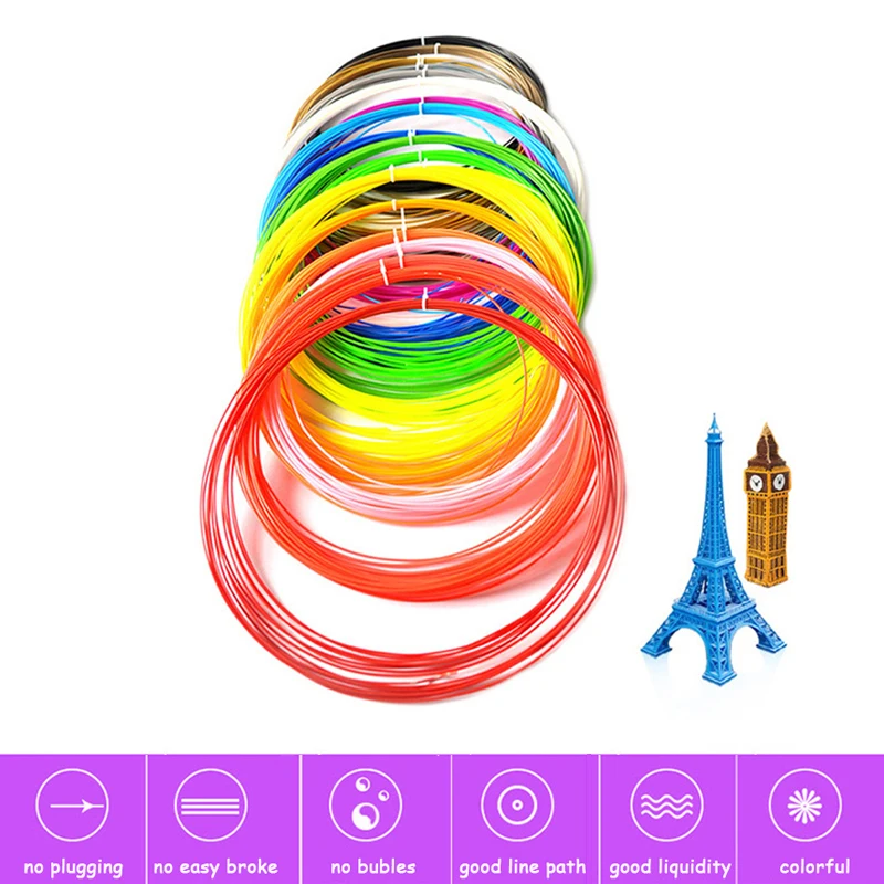 Aokin 10 метровая цветная нить для 3d принтера, PLA 1,75 мм, материалы для печати, пластик для 3d принтера, ручка для 3d принтера, filamento 3d