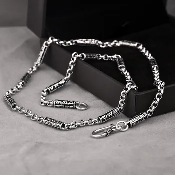 

S925 silver six words Pearl Necklace and retro fashion personality on behalf of a Thai silver jewelry chain clavicle