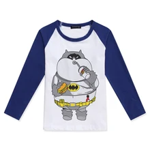 Limited Time Discount Boy Raglan Long Sleeve Tshirt Girl T Shirt Color Block T-Shirt New Design Batman Cat Printed Funny Tshirts color block long sleeve applique shirt