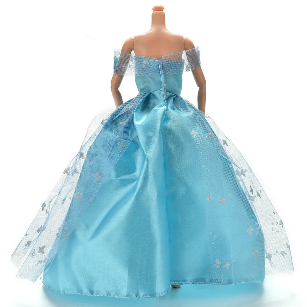 Голубое кружевное свадебное платье с бабочкой для Барби, многослойные Цветочные куклы, аксессуары для кукольной одежды