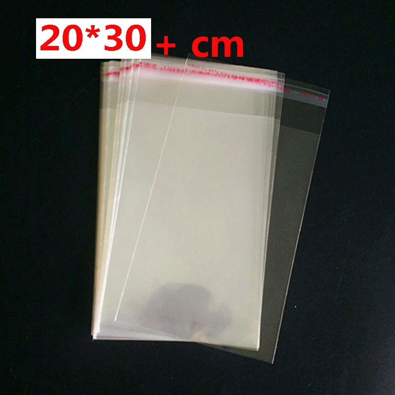 

100Pcs 20x30cm+4cm Transparent Self Adhesive Seal Poly Plastic Bags Crystal Clear Cellophane Cello Gift Bag
