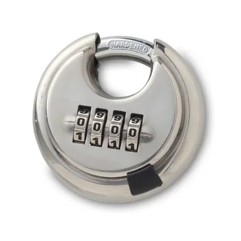 

Stainless Steel Password Lock 4 Digit Combination Disc Padlock Round Thickened Outdoor Warehouse Fence Cabinet Locks Hardware