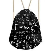 ThiKin Chemical Formula Pattern Woman Men Drawstrings Bags Casual Large Storage Backpacks Softback Students Black Sack Bags