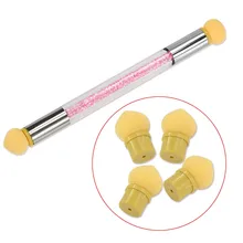 1Sets Glitter Powder Picking Dotting Gradient Pen Brush + 6 Sponge Nail Art Tools Double-ended Acrylic UV Gel Painting Pen CH286