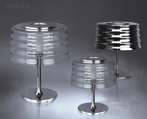 

Small size table lamp transparent wave table light retro nordic American style simplistic design bedside living room office