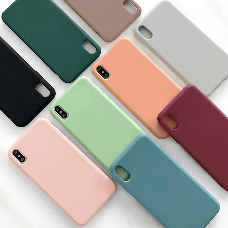 

LOVECOM Fashion Solid Candy Color Case For iPhone X XS Max XR 6 6S 7 8 Plus Full Body Coverage Soft TPU Phone Back Cover