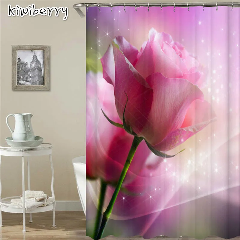 

Green Tropical Plants Shower Curtain Rings Waterproof Polyester Bape Bathroom Curtain Flower Bath Curtains For Home Decor