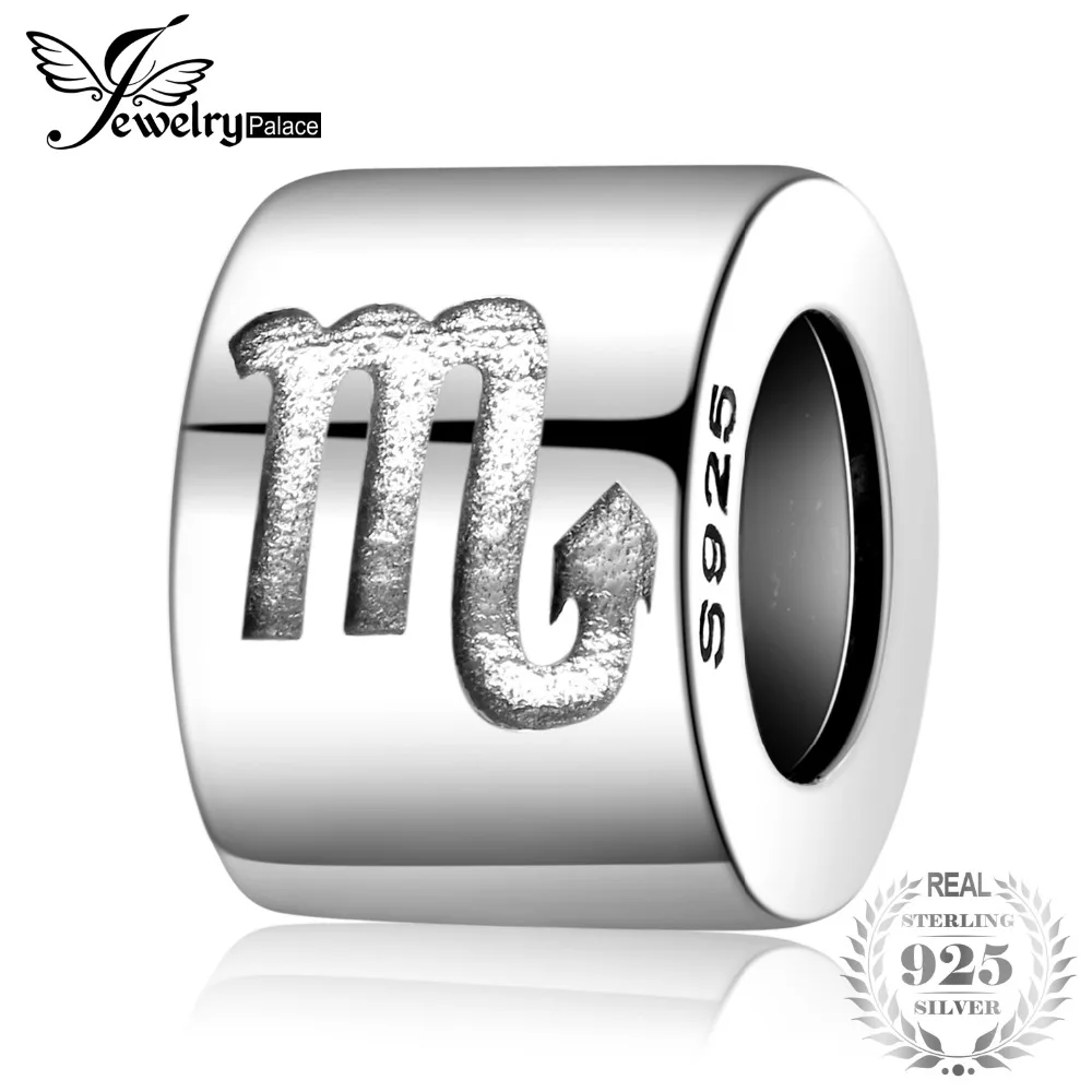 

JewelryPalace 925 Sterling Silver Engraved Star Zodiac Sign Scorpio Bead Charm Fit Bracelets Fashion Gift For Women Hot Selling