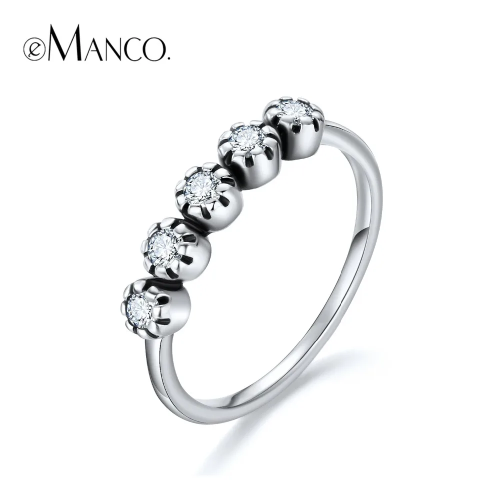 

e-Manco White Zircon Rings 925 Sterling Silver Rings Wholesale Elegant Wedding&Engagement Gifts New Arrival