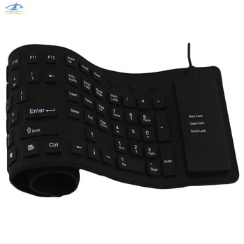 

[HFSECURITY] High Quality Film Switch Standard 109 Keys USB Wired Keyboard Silica Soft Foldable Thin-film Keyboard for Labtop