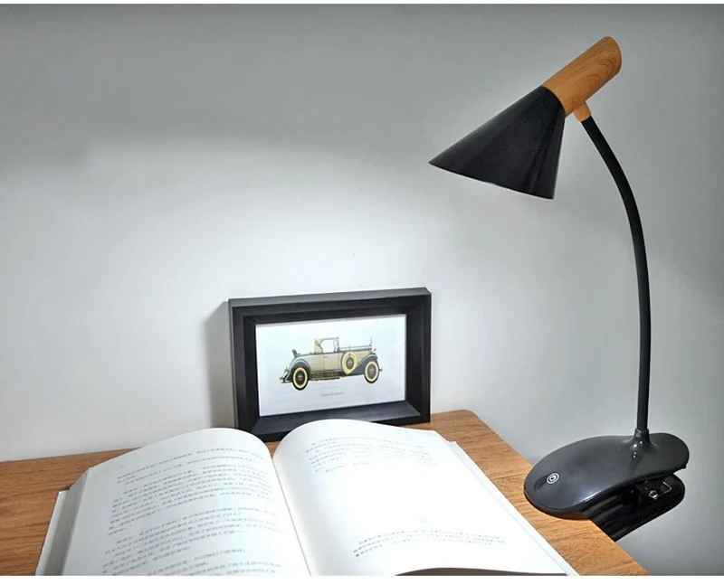 Nordic USB Charging Table Light Wood LED Table Lamp Creative Simple Adjustable Multi-angle Touch Switch Dimmer Reading Led Light (5)