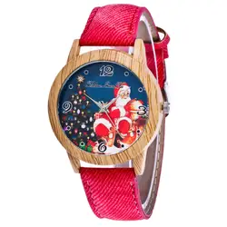 Более смешно! Влюбленных природа деревянные часы минималистичные Часы Ковбой ремень Рождество кварцевые Круглый наручные подарок