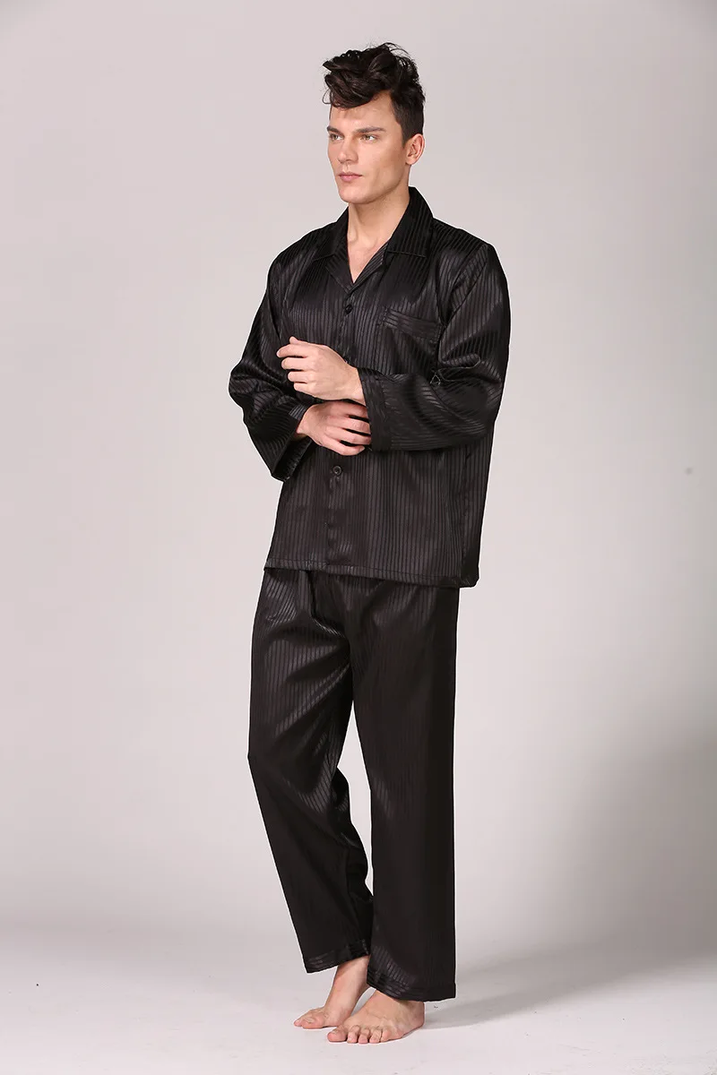 Весенняя Мужская шелковая пижама, пижамный комплект, Мужская пижама, современный стиль, шелковая ночная рубашка, Домашняя мужская атласная мягкая уютная одежда для сна