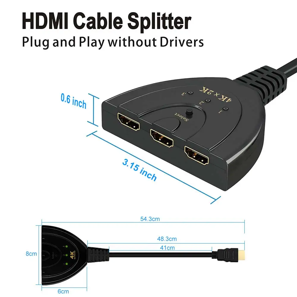 Ingelon 3 порта kvm HDMI сплиттер переключатель 3в1 hdmi адаптер Высокое качество 1080P 4K коммутатор для HD DVD Xbox PS3 PS4 ноутбука и ПК