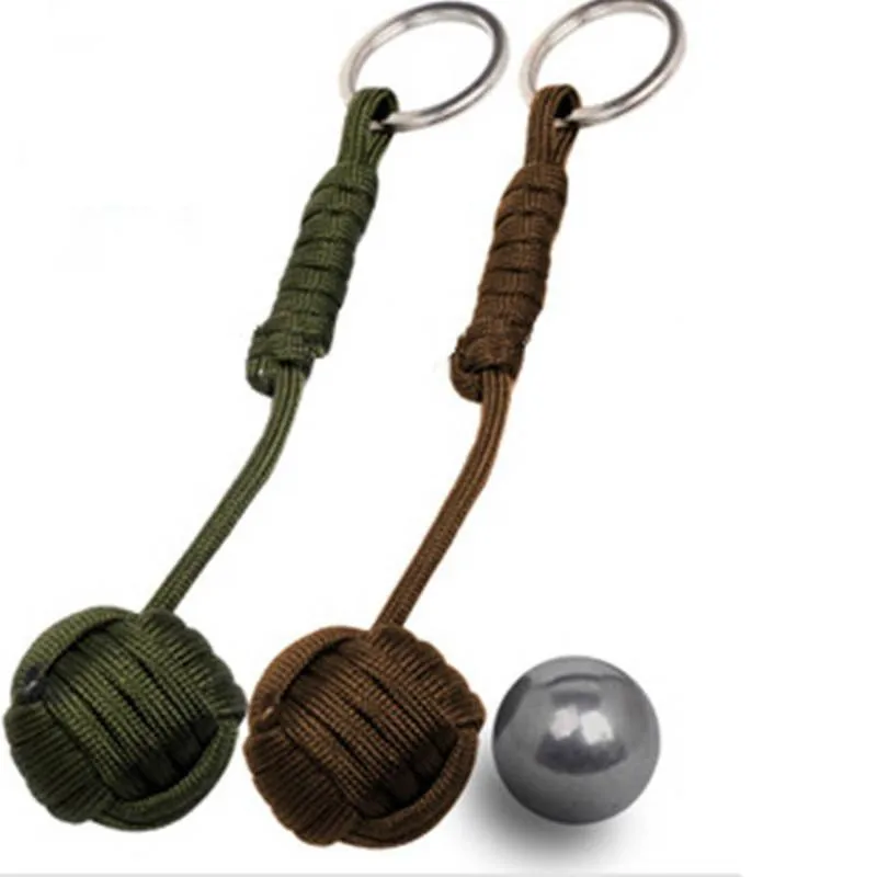 

Security Protection Black Monkey Fist Steel Ball Bearing Self Defense Lanyard Survival Key Chain