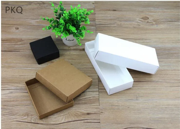 30 шт 6 размеров крафт-бумажная коробка с крышкой, белая картонная подарочная коробка, черная коробка, коричневая бумажная упаковочная коробка, вечерние подарочные коробки