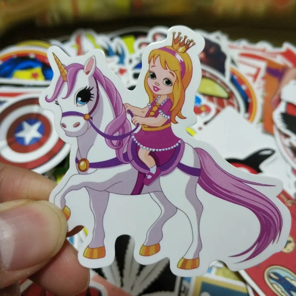 50pcs Unicorn stickers pack for children kawaii suitcase guitar luggage skateboard bicycle waterproof pvc Laptop girl sticker
