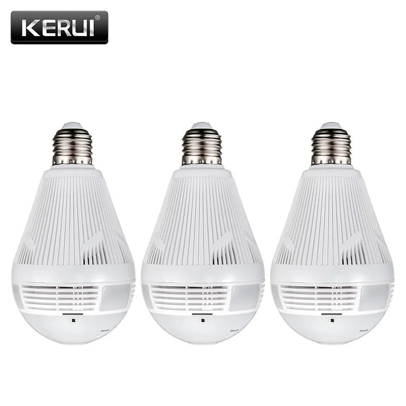 

KERUI 3pcs/lot Wireless 960P Bulb Fisheye Panoramic WIfi IP Camera 360 Degree LED Lamp Home Security Burglar Surveillance Camera