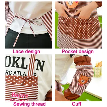 

Apron Over Arm Sleeves Set Women Kitchen Cooking Bib Aprons with Pockets SDF-SHIP