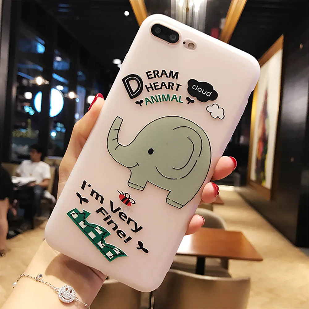 Силиконовый чехол для телефона для iPhone 7 8 Plus X летняя задняя крышка с фруктовым арбузом для iPhone Xs XR 6 6S Plus Мягкий ТПУ чехол s - Цвет: Elephant