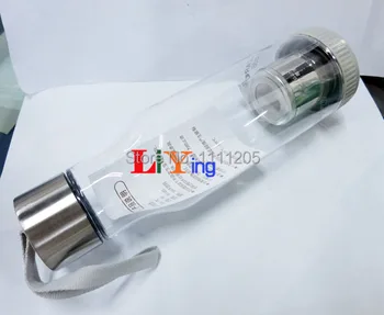 

2pc Outdoor Potable Travel PC Teapot 500ml non leak hot cool Tea Kettle Detachable seal Mug stainless steel infuser, rope,lid