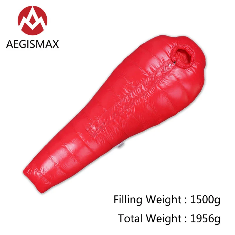 AEGISMAX AEGIS-A1500 серии открытый кемпинг супер гусиный пух утолщаются согреться зимнее полное окружение Мумия спальный мешок - Цвет: Red