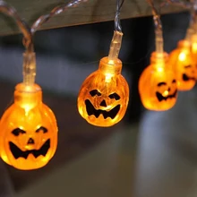 Хэллоуин Тыква светодиодный гирлянда лампочки на батарейках для фестиваля вечерние Хэллоуин маленький декоративный фонарь