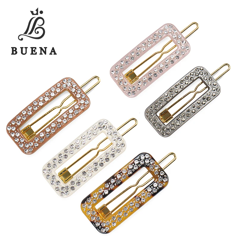 

High Quality Acetate Square Shape Hair Pin Full Crystal Hair Bobby Pins Wholesale Cheap Hair Pin Clip for Women HY102