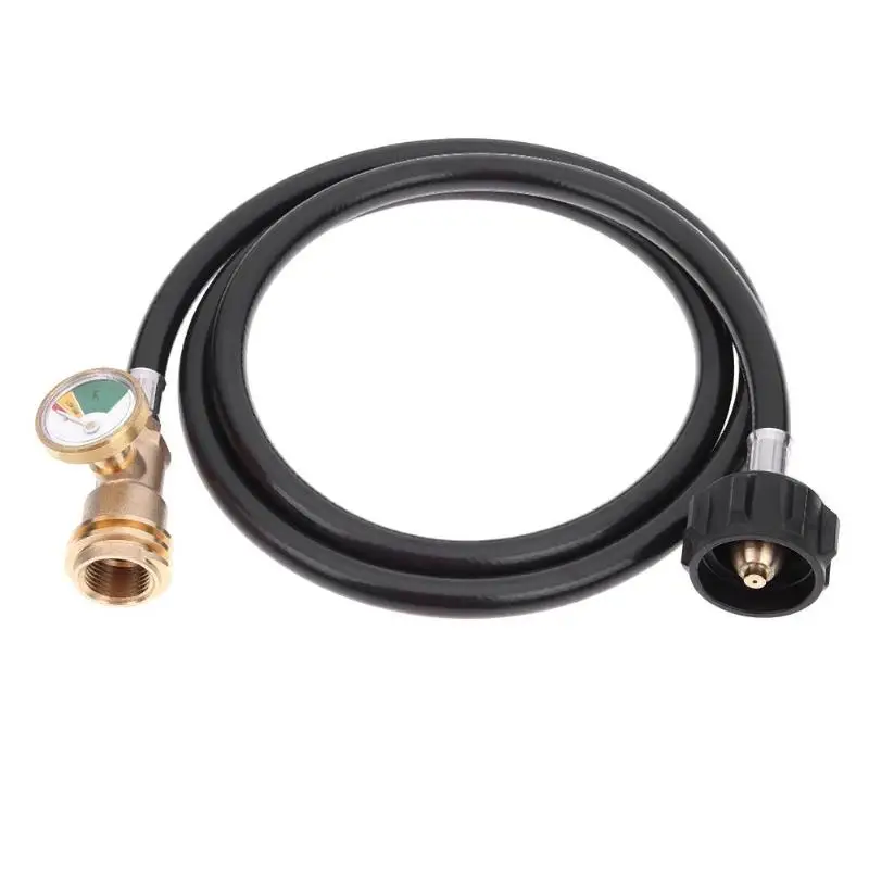 

5ft Propane Tank Extension Hose with Gauge Leak Detector ACME to Male QCC/POL Fittings Grill Heater Propane Appliances