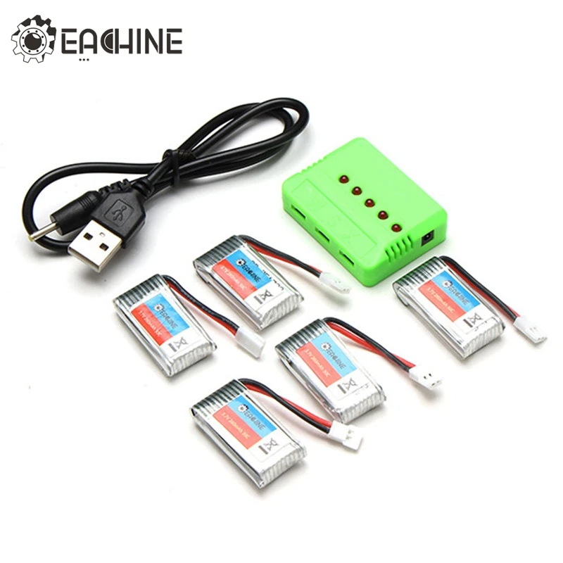 

Original Eachine H8 Mini H8 3D RC Mini Quadcopter Spare Parts 5PCS 3.7V 260mAh Lipo Battery USB Cable Charger Accessories Accs