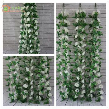 

Artificial Rose Garland Silk Flower Vine Ivy Home Wedding Garden Decoration 180cm