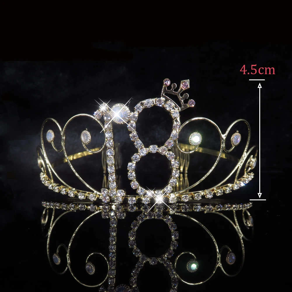 AINAMEISI 16 / 18 Years Princess Birthday Gift Tiara Combs Hair Bands Jewelry Rhinestone Party Tiaras and Crows For Girls|Украшения для