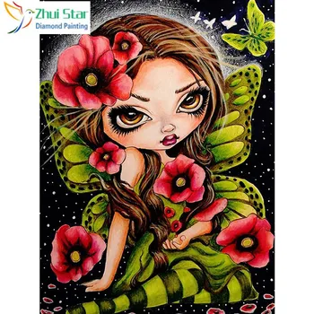 

Cartoon Diamond Painting Full Square Girl Diamond Embroidery Butterfly Diamond Mosaic Sets Picture Of Rhinestones XY1