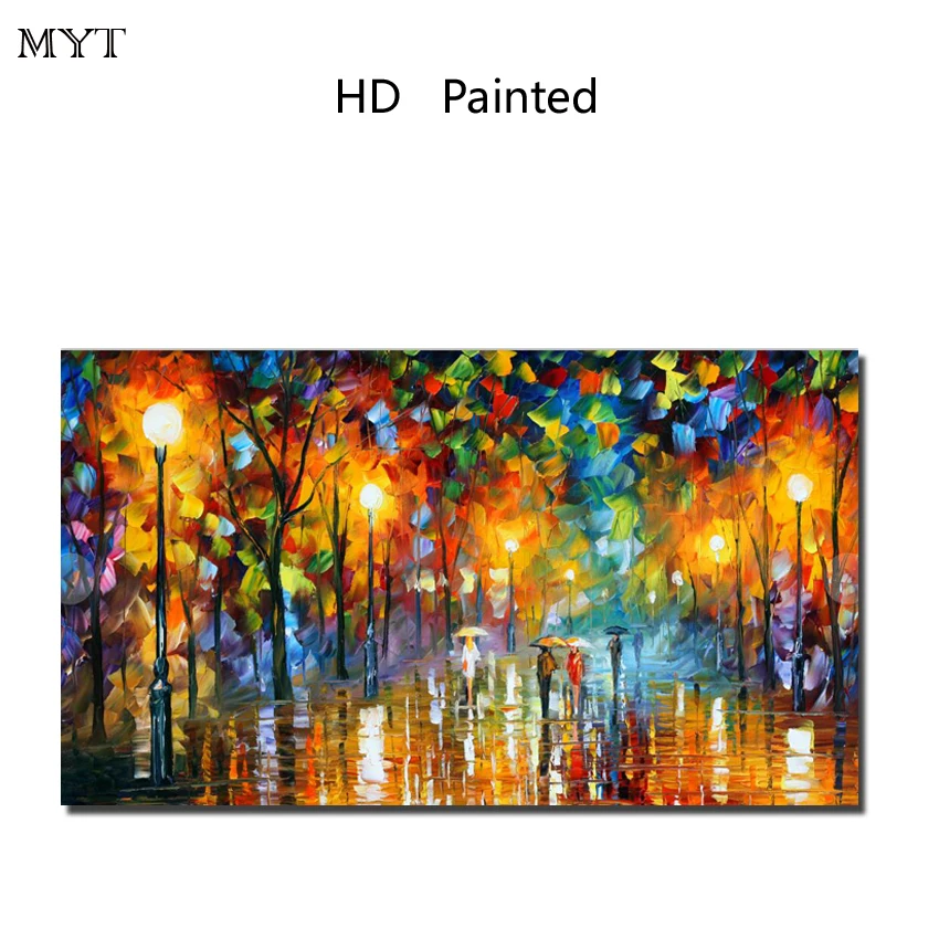 0 : Buy HOT sale Wall art picture HD printed painting abstract art city Rainy ...