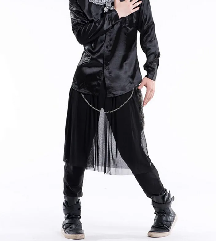 Черный цвет вилочная часть певица танцы костюм персонализированные dj ds джаз ночной клуб бар мужчины в брюки